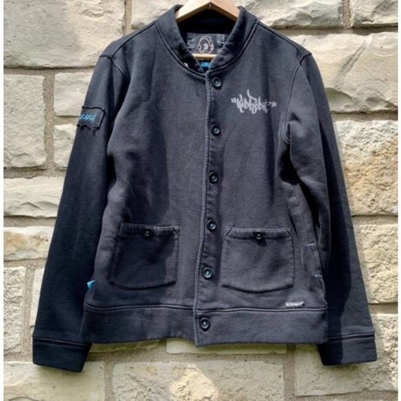 KIDROBOT Tag Logo Button Up Fleece Jacket - L - Picture 1 of 7